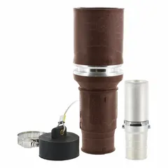 This single pole inline female plug from LEVITON's 49 Series features a brown housing and crimp tube termination. Rated for 1000V AC and 898 A, it is suited for high-current industrial power distribution and heavy equipment connections requiring a reliable disconnect.