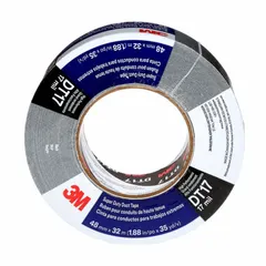 This general-purpose duct tape features a black polyethylene coated cloth backing for moisture resistance and conformability. It is used for bundling, sealing, and light repairs in industrial and commercial settings, such as temporary fixes on ducts, hoses, and packaging.