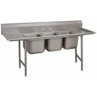 ADVANCE TABCO Scullery Sink: 3 Bowls, 42 in Overall Ht, 115 in Overall Lg, 35 in Overall Wd (MPN 9-83-60-24RL)