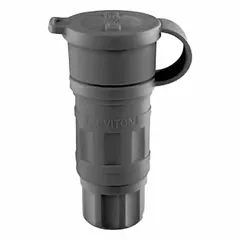 Watertight straight blade connector rated 5-15R, 125V AC, 15 A, 2 pole, 3 wire, in black. Provides a weather-resistant connection for power tools, portable equipment, and temporary power distribution in wet or dusty environments.