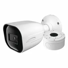 This 4MP bullet varifocal network IP camera features a 1/3 CMOS image sensor and a fixed 2.8 mm max focal length with a 115° max viewing angle. It is designed for fixed surveillance applications, such as corridor or area monitoring, and connects via RJ45 for PoE network integration.