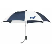 QUALITY RESOURCE GROUP Umbrella: 42 in Arc Lg, Navy/White, 42 in Open Dia, Nylon, Auto Open, Handle (MPN VUM42)
