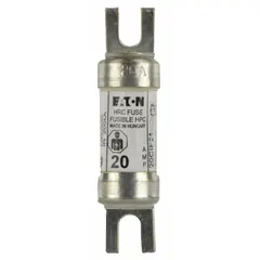 The BUSSMANN 20CIF21 is a CSA-certified time-delay fuse from the CIF21 series, rated for 20 A and 600 V AC. Its time-delay characteristic allows it to handle inrush currents without nuisance tripping, making it suitable for overcurrent protection in motors, transformers, and other inductive loads.