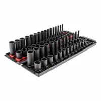 TEKTON Impact Socket Set: 1/4 in Drive Size, 58 Pieces, (29) 12-Point, (29) 12-Point, Metric/SAE (MPN SID90205)