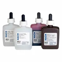 Starch indicator solution for titration procedures to detect iodine presence. Used in water quality testing and laboratory analysis to indicate redox reaction endpoints. Supplied in a 100 mL bottle. CAS number 69-72-7