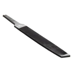 Tapered single-cut rectangular file with second cut and natural finish. Dimensions: 4 in length without tang, 7/16 in width, 5/64 in thickness. Used for precision metal deburring, shaping, and finishing in general machine-shop work.