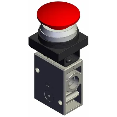 SMC Shuttle Valve: VM200 Series, Mushroom Button Actuator, 3 Ports, 1/4 in NPT - VM Series Manual Air Control Valves