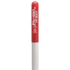 Red thermoplastic polymer marker post with dome top, preprinted with 'Caution Electric Cable Before Digging Call 811'. Used to identify buried electric cable locations and warn excavators to avoid digging in the area.