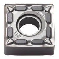 Square indexable turning insert made of PVD carbide. Used for general-purpose turning, facing, and profiling on steel, stainless steel, and cast iron in medium machining operations
