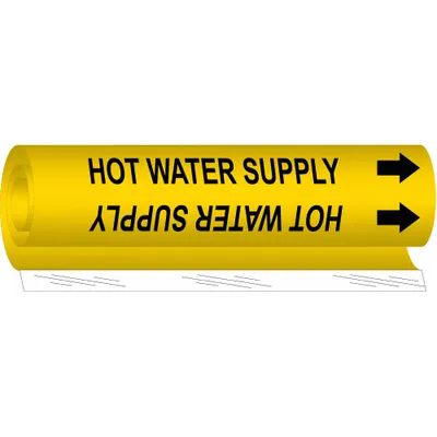 BRADY Hot Water Supply Wrap-Around Pipe Marker - Hot Water Supply Wrap-Around Pipe Markers