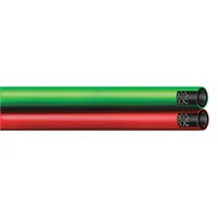 Grade T twin-line bulk welding hose with 3/16 in inside diameter and 750 ft length. Green color. Designed for delivering fuel gas and oxygen in welding, cutting, and brazing applications. Twin-line configuration helps keep hoses organized and reduces tangling