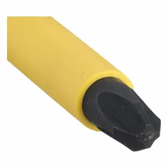 This insulated Phillips screwdriver features a #3 tip and long length, with a cushion grip for comfort. It is designed for electrical work where protection against accidental contact with live circuits is required, rated for up to 1000 V AC. Not ESD safe and not tether capable.