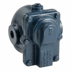 Cast iron in-line float and thermostatic steam trap with 1/2 inch FNPT connection. Rated for maximum pressure of 175 psi and maximum capacity of 1,100 lb/hr. Stainless steel float. Designed for horizontal installation. Used to automatically drain condensate from steam lines in heating processes, heat exchangers, and steam distribution systems.