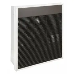 This large recessed electric wall heater delivers 4800W of heating power on 277V AC single-phase. It features a bronze grille and is non-programmable. Suitable for primary or supplemental heating in commercial and industrial spaces such as warehouses, workshops, and retail areas. Rough-in dimensions: 18-1/4 in x 14-1/4 in x 3-7/8 in.