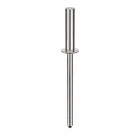 Inch-dimensioned domed-head blind rivet with 0.124" diameter, 1 41/64" overall length, and 35/64" body length. Designed for blind-side fastening where only one side of the workpiece is accessible. Suitable for general industrial assembly, metal fabrication, and sheet metal work. Supplied in a 500-count pack