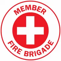 2 in diameter circle label with English text and non-reflective finish. Identifies the wearer as a member of a fire brigade. Supplied as a standard 4-pack for application on hard hats in industrial and emergency response settings