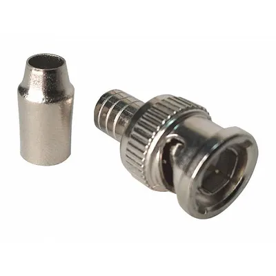 VITEK Coaxial Crimp Connector: Male, Connector, Silver, Crimp-On, RG-59, Plenum - BNC Coaxial Connectors