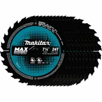 MAKITA Circular Saw Blade: 7 1/4 in Blade Dia., 24 Teeth, 0.06 in Cut Wd, 5/8 in Arbor Size, 10 PK (MPN B-61656-10)