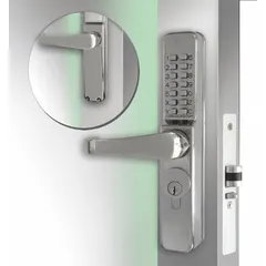 The CODELOCKS CL460-SS is a mechanical push button lockset constructed from stainless steel. It offers keyless entry without a key override option, suitable for applications requiring code-only access. Typical uses include interior doors in commercial and institutional settings where ADA compliance is needed.