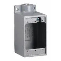 HUBBELL KILLARK Device Box: Iron, Rectangular, 1 Gangs, 1 in Hub Size, 28 cu in Capacity, Gray (MPN FD-3M)