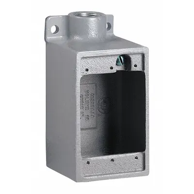 HUBBELL KILLARK Device Box: Iron, Rectangular, 1 Gangs, 1 in Hub Size, 28 cu in Capacity - Iron Weatherproof Electrical Boxes