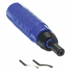 This adjustable-length hand deburring tool set includes a handle that stores blades. Designed for removing burrs and sharp edges from metal, plastic, and other materials in maintenance, fabrication, and machining applications. Blade trade number: B20.