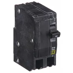 Plug-in miniature circuit breaker rated 80 A at 120/240V AC, single phase, with a maximum AIR rating of 22kA at 120/240V AC. Two-pole design for use with QO Load Centers and NQ Panelboards. Provides overcurrent protection in branch circuits of electrical distribution systems.