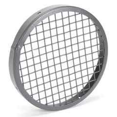 This steel inlet guard features a baked enamel finish and 1/2-inch wire spacing. It includes mounting hardware and is OSHA compliant. Designed for use with compatible equipment, it helps prevent debris entry and accidental contact in ventilation systems.