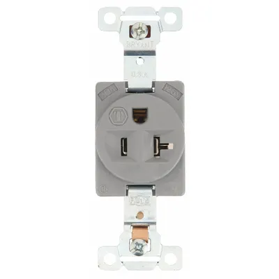 BRYANT Receptacle: Single, 5-20, Gray, 125V AC, 20 A, 2 Pole / 3 Wire (MPN 5361GRY) - General Purpose Receptacles
