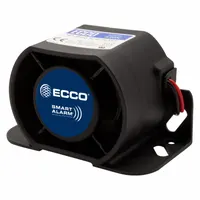 ECCO Vehicle Backup Alarm: Self-Adjusting, Tonal, 102 dB Max Sound Level, 12-48V DC, 5 in Lg, Black (MPN SA931N)
