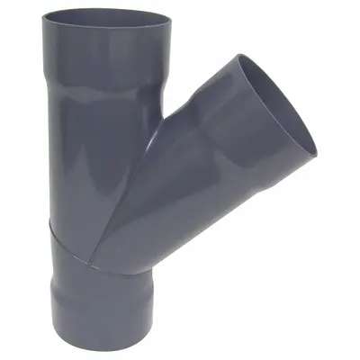 PLASTIC SUPPLY 6"dia 21.4"L 45° PVC Wye Branch: PVC, For 6 in Duct Dia, 21 3/8 in Overall Lg - Branches