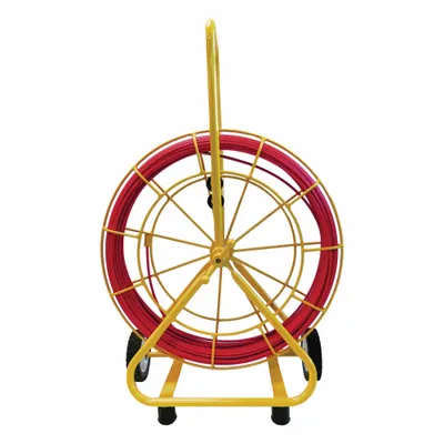 JAMESON Marked Fish Tape: 400 ft Lg, 24 in Case Dia, Round, Fiberglass, Frame Case - Non-Conductive Conduit Rodders