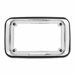 Trim ring for mounting and finishing Quadraflare light assemblies. Measures 4 3/16 in height and 1 11/16 in width. Compatible with FEDERAL SIGNAL model LEDTCL64A-A. Used on emergency vehicles, utility trucks, and industrial equipment.