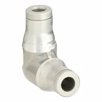 This stainless steel push-to-connect elbow fitting connects two 5/32 in OD tubes at a 90° angle. It is used in pneumatic systems for secure, leak-free joints in automation, packaging, and material handling equipment