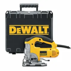 This D-handle corded jigsaw delivers up to 3,100 strokes per minute with a 1-inch stroke length and orbital action for efficient cutting. The bevel capacity ranges from 0° to 45°, enabling angled cuts. Suitable for cutting curves and shapes in wood, metal, and plastic in construction, renovation, and fabrication tasks.
