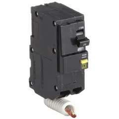 Plug-in miniature circuit breaker for overcurrent and ground-fault protection in single-phase systems. Rated 25 A, 120/240V AC, 10kA interrupting capacity. For use with QO Load Centers and NQ Panelboards.
