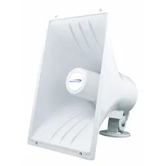 This 1-way horn speaker operates at 8 ohm impedance with a 6-inch overall width. It is suited for outdoor paging and public address systems in industrial environments such as factories and warehouses.