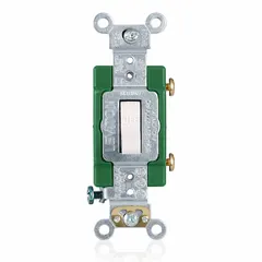 This LEVITON toggle wall switch is a single-pole, maintained switch rated 30 A at 120/277V AC. It features a white finish and is non-illuminated. Suitable for general on/off control of lighting or other loads in commercial and industrial settings.