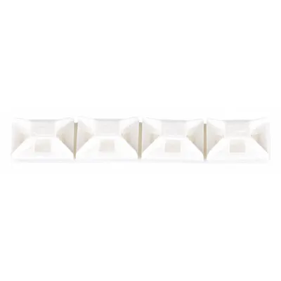 PANDUIT Cable Tie Mounting Base: 0.12 in Slot Wd, 0.06 in Slot Ht, White, 0.5 in Wd - Adhesive Mount Cable Tie Bases