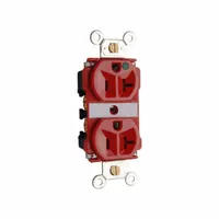 PASS & SEYMOUR Receptacle: Hospital Grade, Duplex, 5-20R, Red, GFCI, 125V AC, 20 A, 2 Pole / 3 Wire (MPN 8300REDMRI)