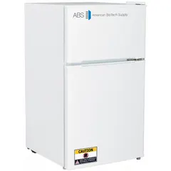 This general purpose lab refrigerator-freezer offers 3 cu ft of refrigerator capacity with a swing solid door hinged on the right. Manual defrost operation and a 19-inch overall width suit small-scale cold storage in laboratory environments.