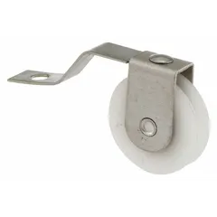 Tension spring roller for sliding screen doors, maintaining tension on the roller assembly for smooth operation. Supplied as a pair (1 PR) in an unfinished gray finish with an overall height of 5 7/16 inches. Suitable for residential and light-commercial screen door applications.