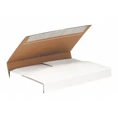 Corrugated cardboard mailer with single-wall construction and ECT-32-B board test. Inside dimensions: 12 1/8 in length, 2 in height. Kraft color. Easy-fold closure for quick assembly. Suitable for shipping documents, books, or small parts.