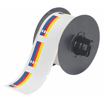 BRADY Pre-Cut Label Stock Roll: No Legend, Color Bar, 2 1/4 in x 2 1/4 in, 2 1/4 in - Brady Right-To-Know Color Bar & Blank Text Area Precut Label Rolls