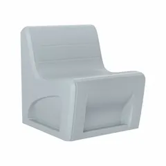 Freestanding armless lounge chair with a gray polyethylene seat, seating one person. Suitable for waiting areas, lobbies, or break rooms where easy cleaning and antimicrobial protection are required.