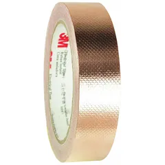 3M 1245 is a general purpose foil electrical tape with a width of 3/8 in and length of 18 yd. It features a 4 mil thickness, 600 V voltage rating, and a brown acrylic adhesive. Suitable for electrical shielding, grounding, splicing, cable repair, and EMI/RFI shielding applications.
