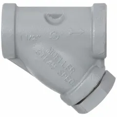 This carbon steel Y strainer features NPT connections and a perforated 304 stainless steel screen with 0.062 in openings. The spiral wound graphite-filled seal provides reliable sealing. It is used to remove debris from steam, water, or process fluid pipelines, protecting downstream equipment such as valves and pumps.
