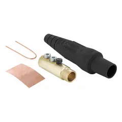 Female plug from the 16 Series rated 600V AC/600V DC and 400 A. Features double set screw termination for secure conductor connections. Black housing. Used for high-current inline connections in power distribution and industrial equipment.
