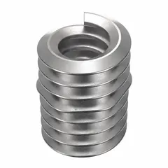 Free-running tangless helical insert for repairing or reinforcing threads in metal. #6-32 thread size, coarse thread, right-hand direction, plain finish. Made from 18-8 stainless steel with tensile strength 200,000 to 250,000 psi. Supplied in a 1,000-piece pack.