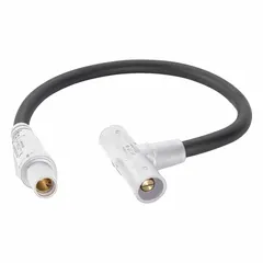 Parallel tee assembly with 24-inch cable, rated 600V AC and 400A. Male-Male-Female gender configuration enables daisy-chaining for high-current distribution in temporary or permanent power setups.